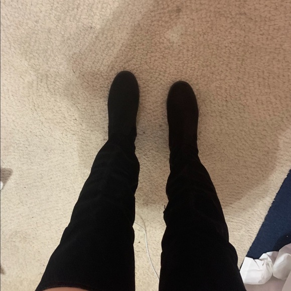Size 8.5 Black thigh high boots NEVER WORN!!